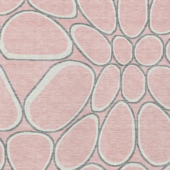 Pink Gray And Ivory Abstract Washable Indoor Outdoor Area Rug Photo 5