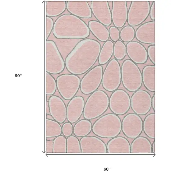 Pink Gray And Ivory Abstract Washable Indoor Outdoor Area Rug Photo 8