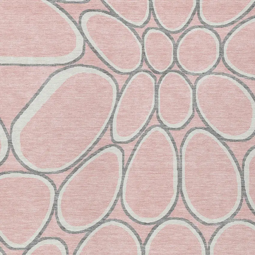 Pink Gray And Ivory Abstract Washable Indoor Outdoor Area Rug Photo 5