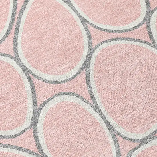 Pink Gray And Ivory Abstract Washable Indoor Outdoor Area Rug Photo 6