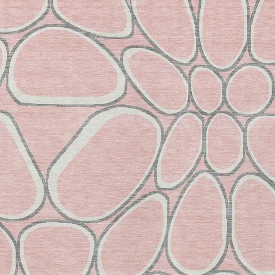 Pink Gray And Ivory Abstract Washable Indoor Outdoor Area Rug Photo 5