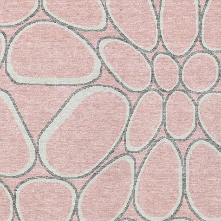 Pink Gray And Ivory Abstract Washable Indoor Outdoor Area Rug Photo 5