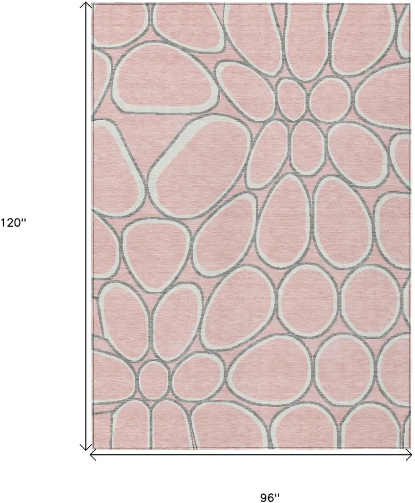 Pink Gray And Ivory Abstract Washable Indoor Outdoor Area Rug Photo 8
