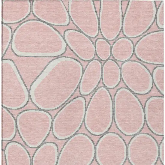 Pink Gray And Ivory Abstract Washable Indoor Outdoor Area Rug Photo 7