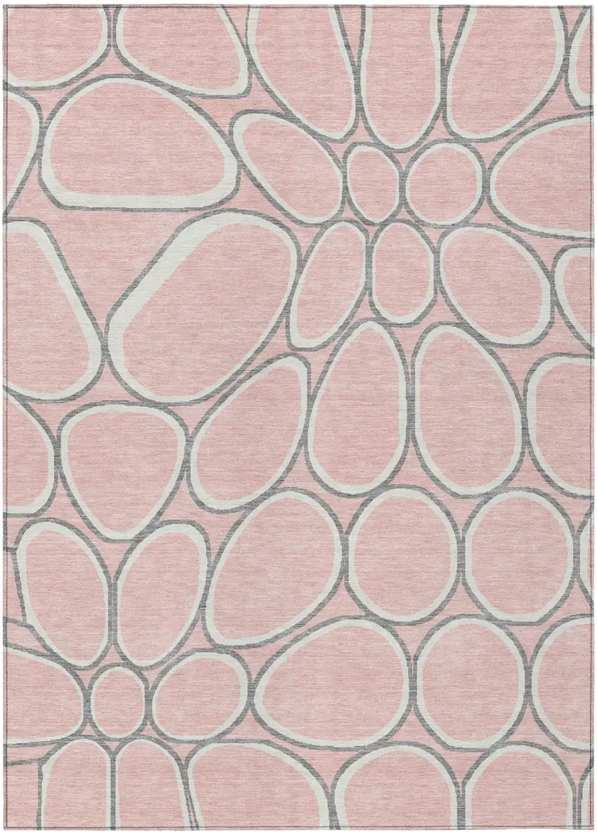 Pink Gray And Ivory Abstract Washable Indoor Outdoor Area Rug Photo 2