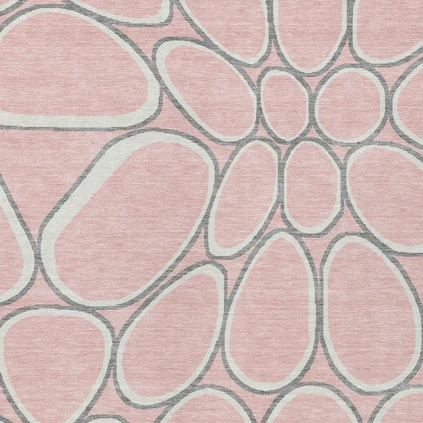 Pink Gray And Ivory Abstract Washable Indoor Outdoor Area Rug Photo 5