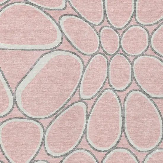 Pink Gray And Ivory Abstract Washable Indoor Outdoor Area Rug Photo 5
