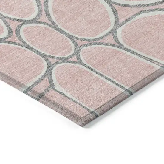 Pink Gray And Ivory Abstract Washable Indoor Outdoor Area Rug Photo 3