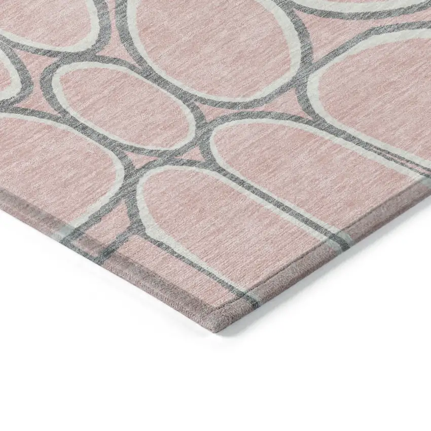Pink Gray And Ivory Abstract Washable Indoor Outdoor Area Rug Photo 3