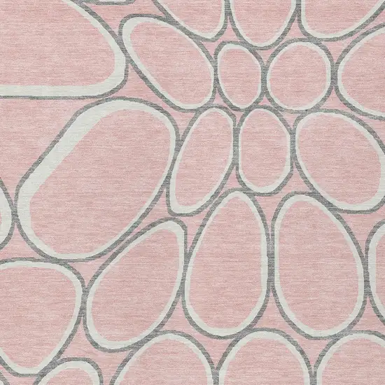 Pink Gray And Ivory Abstract Washable Indoor Outdoor Area Rug Photo 5