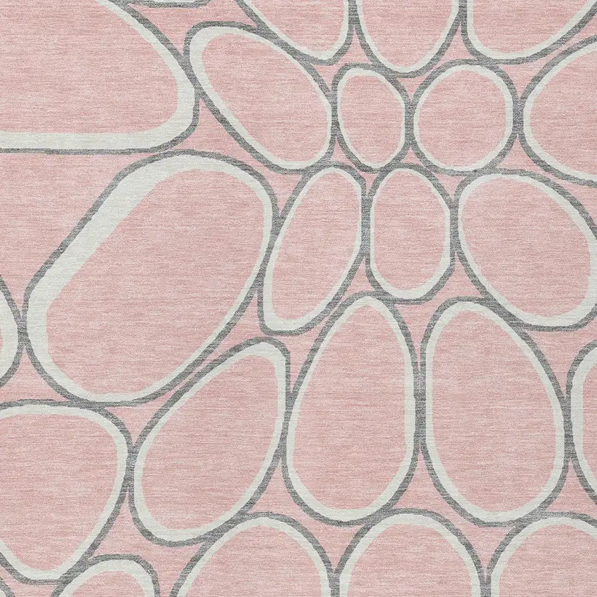 Pink Gray And Ivory Abstract Washable Indoor Outdoor Area Rug Photo 5