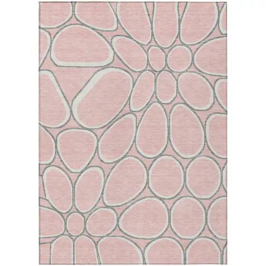 Pink Gray And Ivory Abstract Washable Indoor Outdoor Area Rug Photo 2