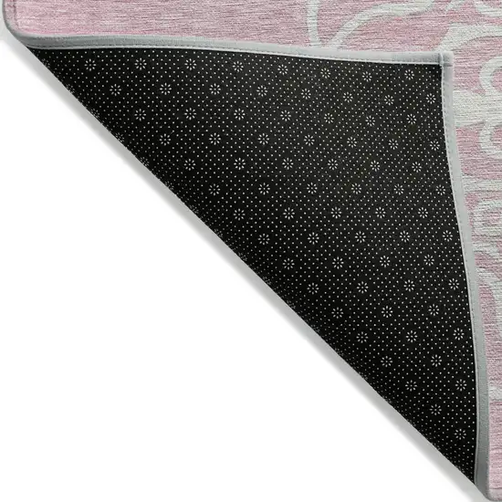 Pink Gray And Ivory Floral Medallion Washable Indoor Outdoor Area Rug Photo 4