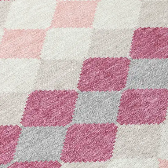 Pink Gray And Ivory Geometric Washable Indoor Outdoor Area Rug Photo 5