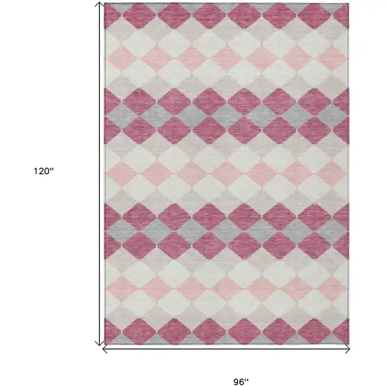 Pink Gray And Ivory Geometric Washable Indoor Outdoor Area Rug Photo 3