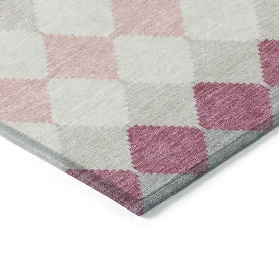 Pink Gray And Ivory Geometric Washable Indoor Outdoor Area Rug Photo 4
