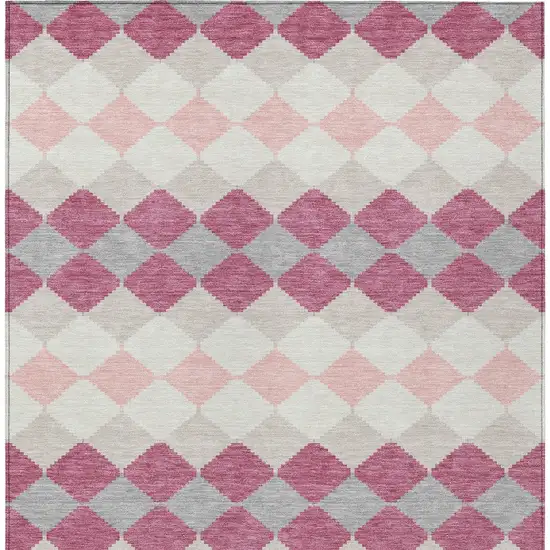 Pink Gray And Ivory Geometric Washable Indoor Outdoor Area Rug Photo 7