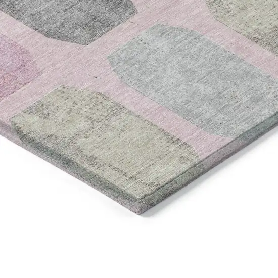 Pink Gray And Ivory Geometric Washable Indoor Outdoor Area Rug Photo 5