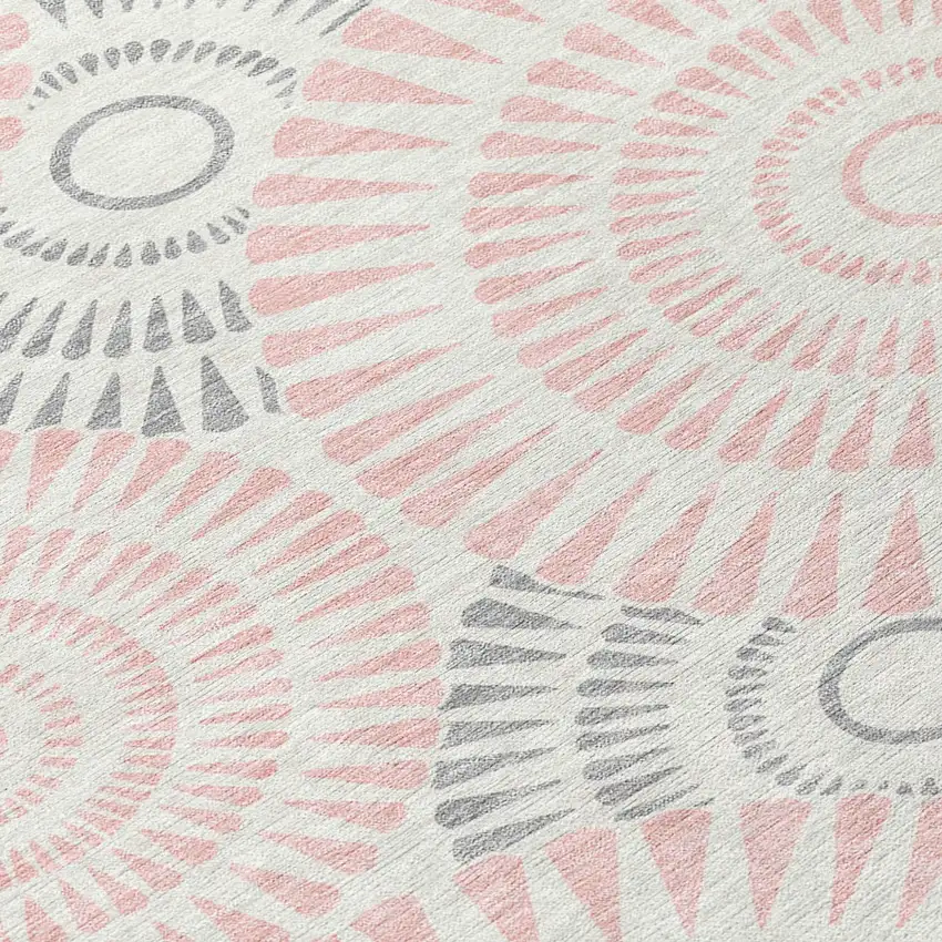 Pink Gray And Ivory Geometric Washable Indoor Outdoor Area Rug Photo 5