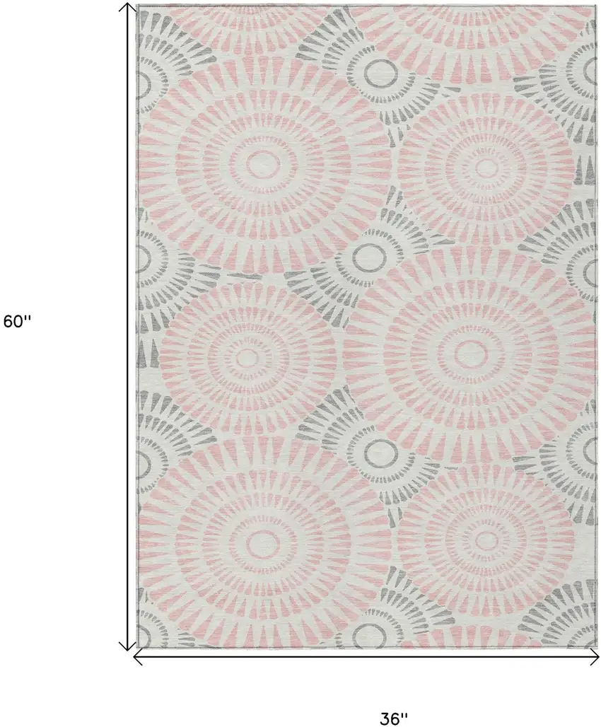 Pink Gray And Ivory Geometric Washable Indoor Outdoor Area Rug Photo 3