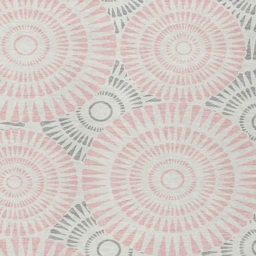 Pink Gray And Ivory Geometric Washable Indoor Outdoor Area Rug Photo 6