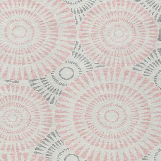 Pink Gray And Ivory Geometric Washable Indoor Outdoor Area Rug Photo 6