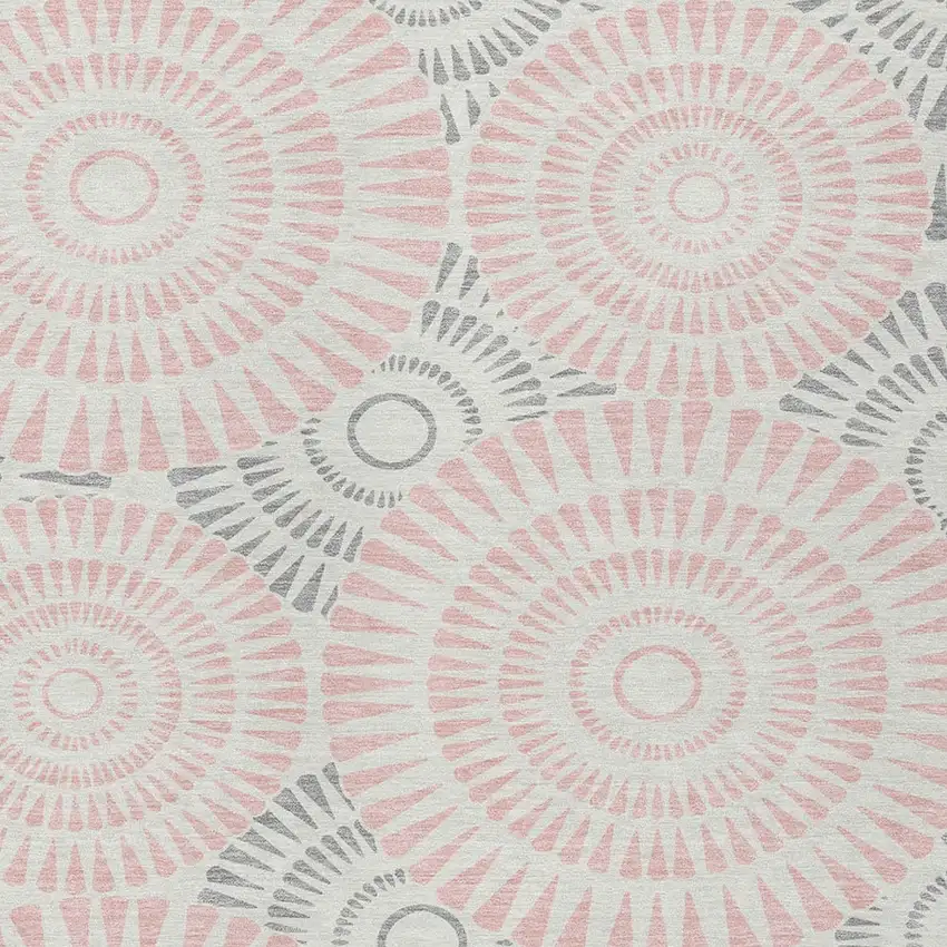 Pink Gray And Ivory Geometric Washable Indoor Outdoor Area Rug Photo 6