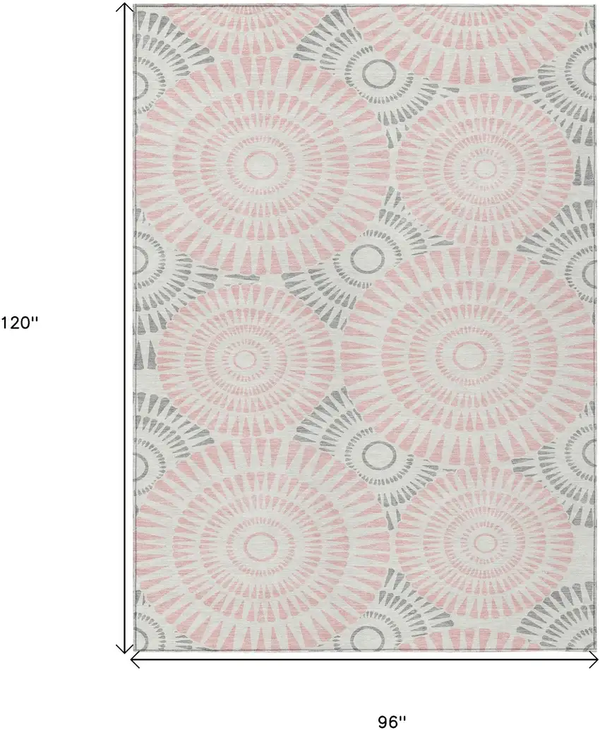 Pink Gray And Ivory Geometric Washable Indoor Outdoor Area Rug Photo 3