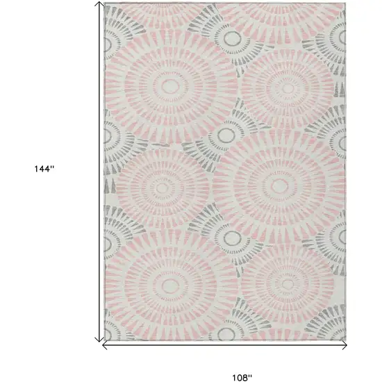 Pink Gray And Ivory Geometric Washable Indoor Outdoor Area Rug Photo 3