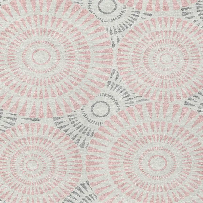Pink Gray And Ivory Geometric Washable Indoor Outdoor Area Rug Photo 6
