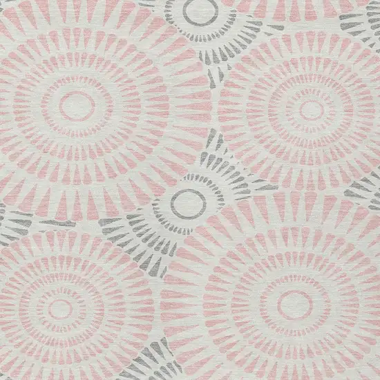 Pink Gray And Ivory Geometric Washable Indoor Outdoor Area Rug Photo 6