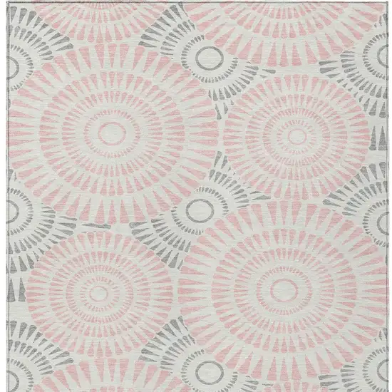Pink Gray And Ivory Geometric Washable Indoor Outdoor Area Rug Photo 6