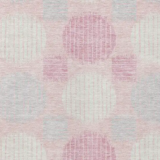 Pink Gray And Ivory Geometric Washable Indoor Outdoor Area Rug Photo 6