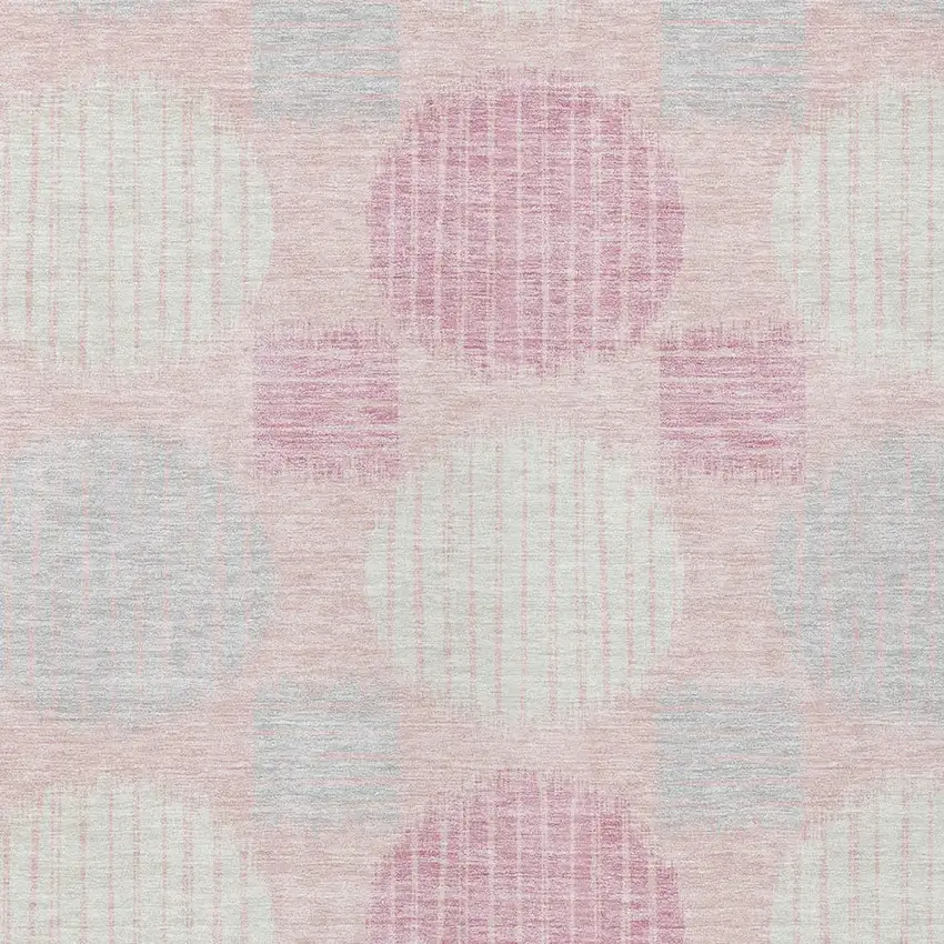 Pink Gray And Ivory Geometric Washable Indoor Outdoor Area Rug Photo 6