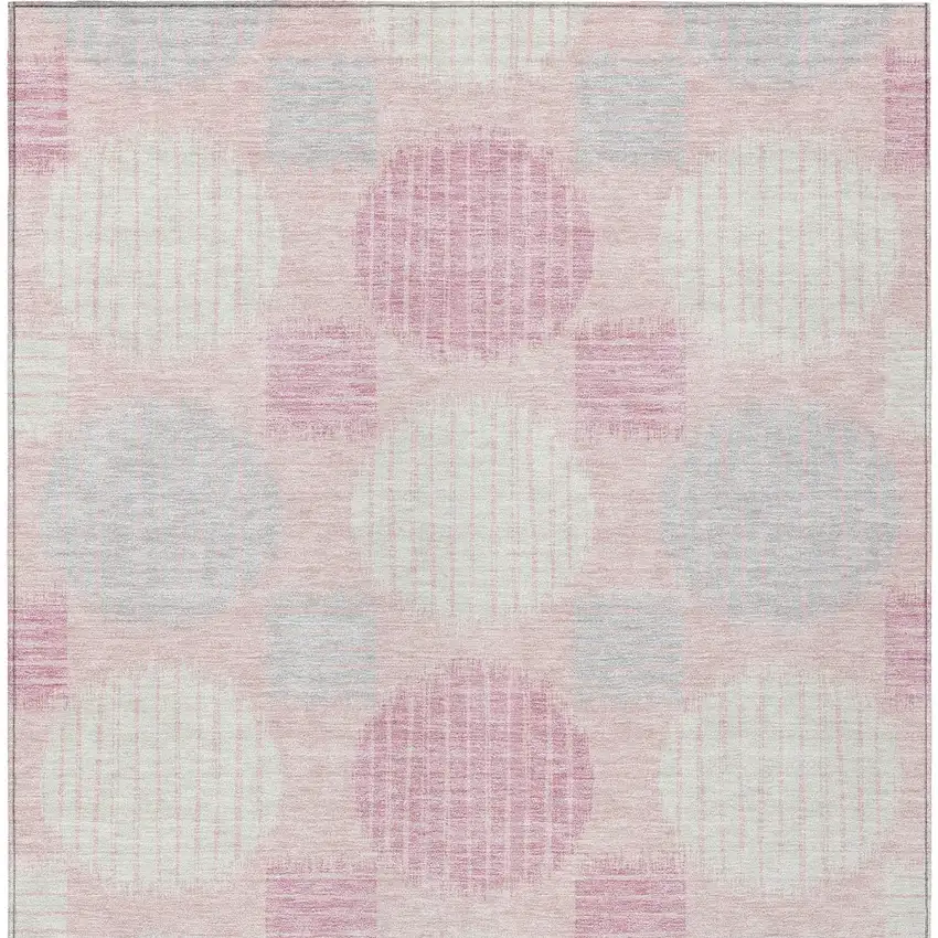 Pink Gray And Ivory Geometric Washable Indoor Outdoor Area Rug Photo 7