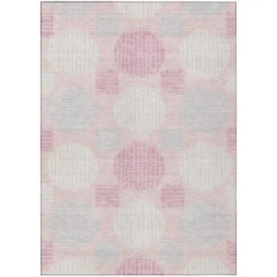 Pink Gray And Ivory Geometric Washable Indoor Outdoor Area Rug Photo 2