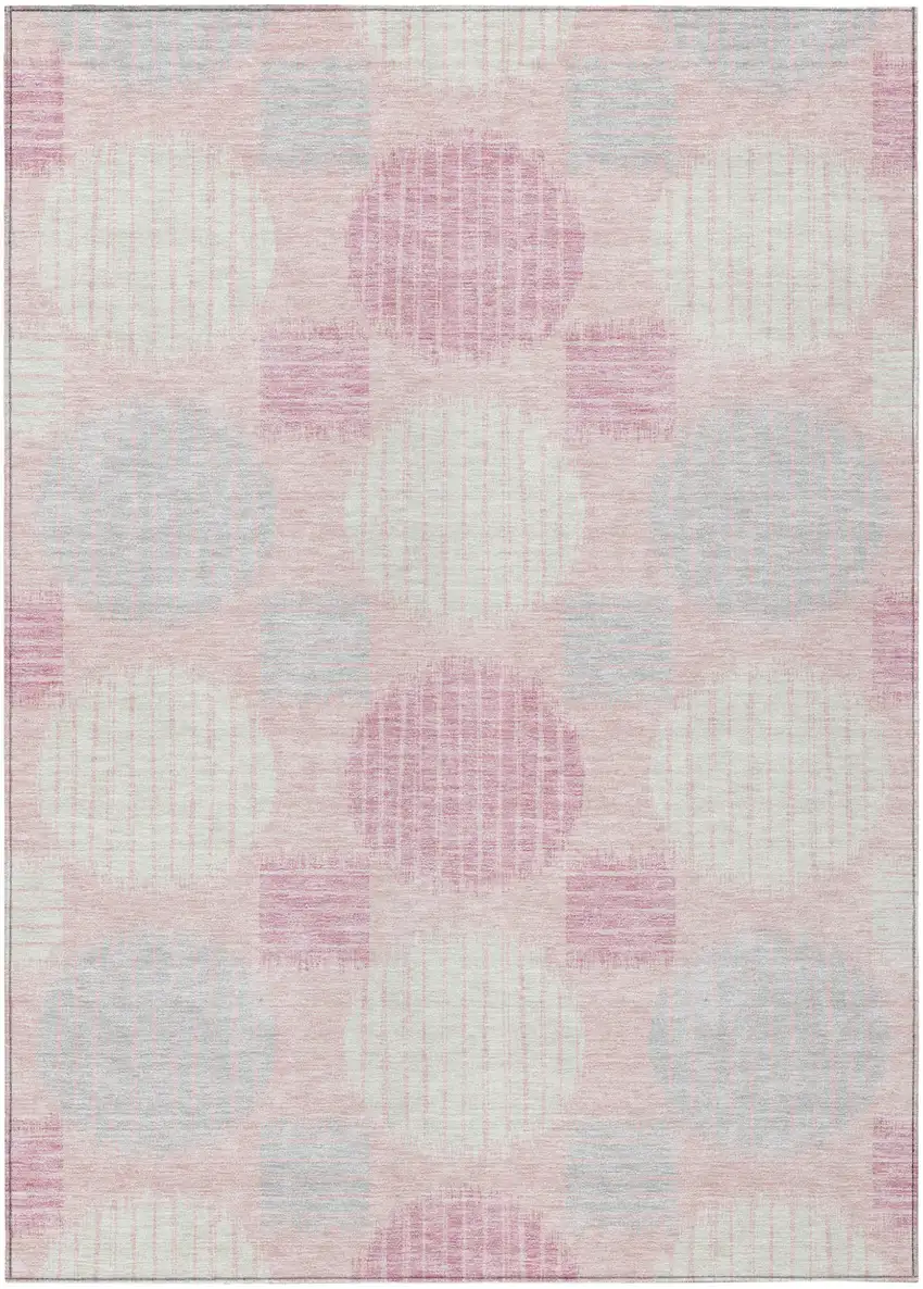 Pink Gray And Ivory Geometric Washable Indoor Outdoor Area Rug Photo 2