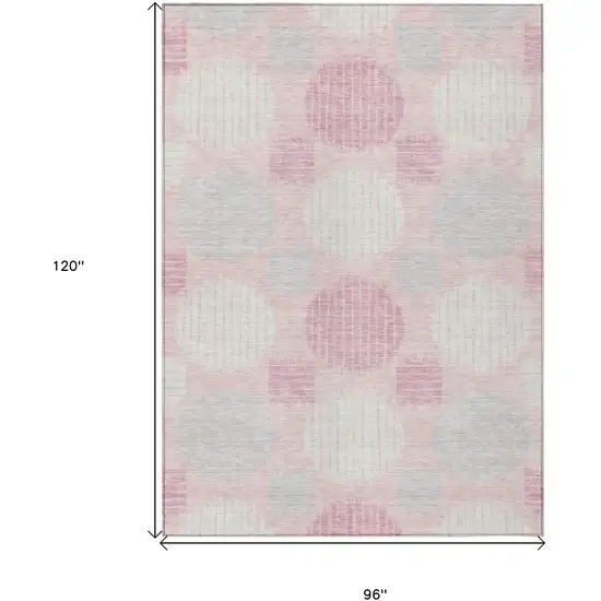 Pink Gray And Ivory Geometric Washable Indoor Outdoor Area Rug Photo 3