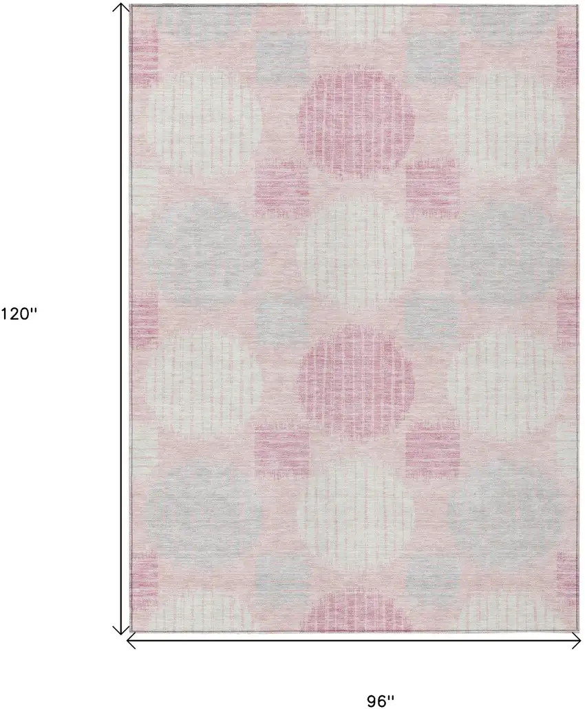 Pink Gray And Ivory Geometric Washable Indoor Outdoor Area Rug Photo 3