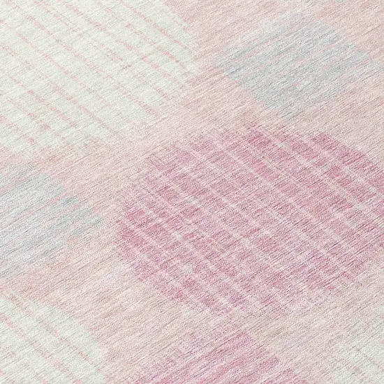 Pink Gray And Ivory Geometric Washable Indoor Outdoor Area Rug Photo 8