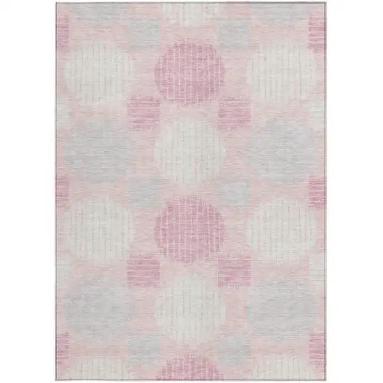 Pink Gray And Ivory Geometric Washable Indoor Outdoor Area Rug Photo 7