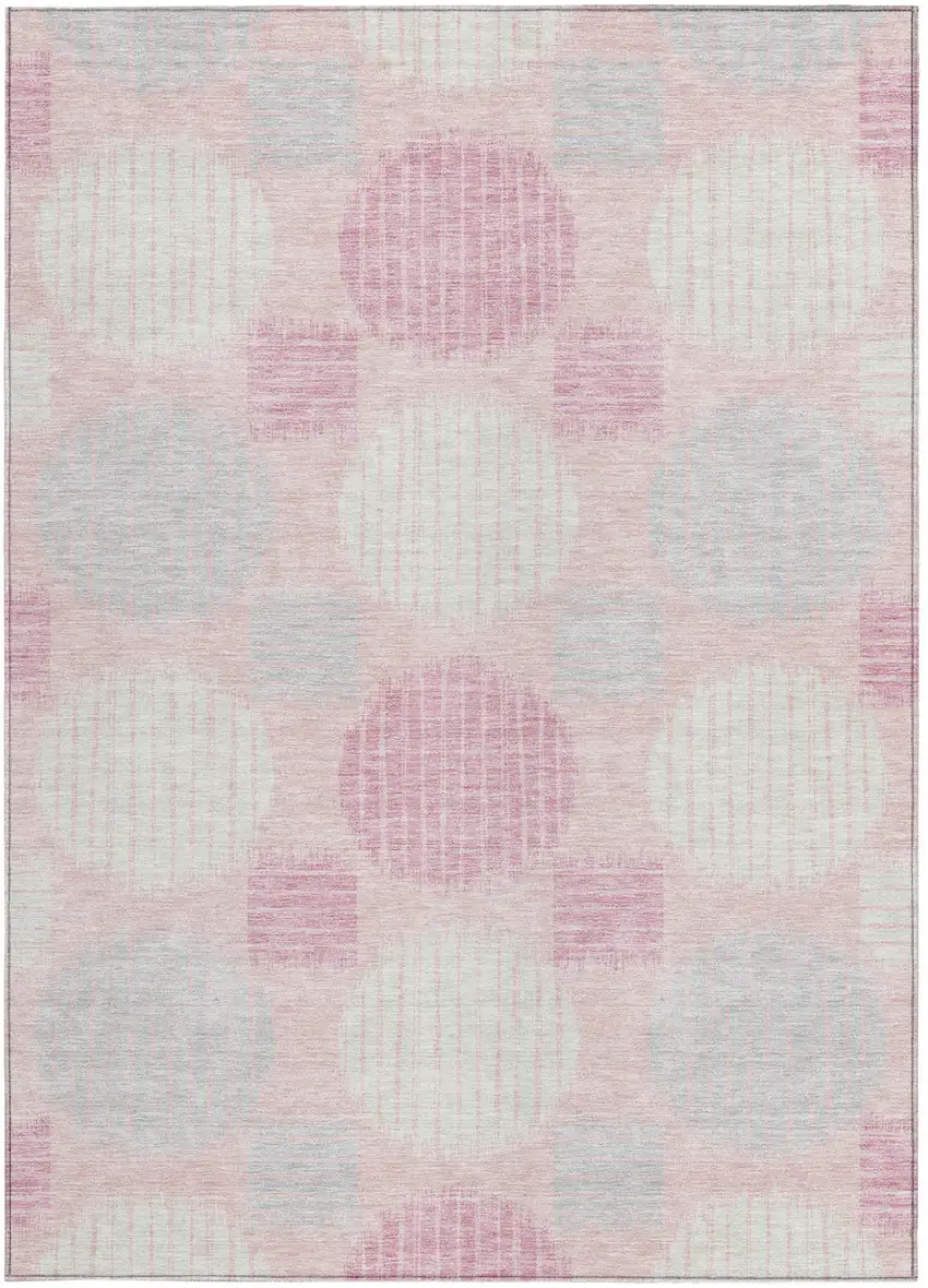 Pink Gray And Ivory Geometric Washable Indoor Outdoor Area Rug Photo 7