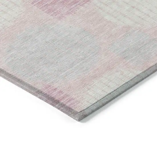 Pink Gray And Ivory Geometric Washable Indoor Outdoor Area Rug Photo 5