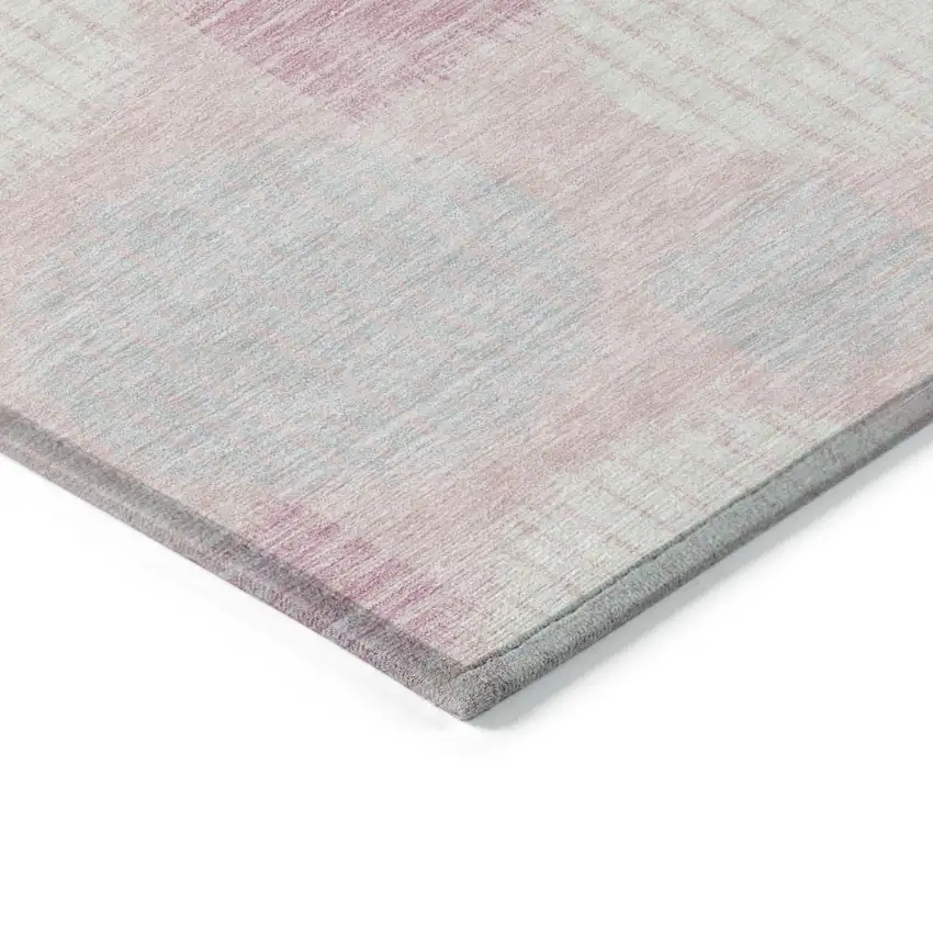 Pink Gray And Ivory Geometric Washable Indoor Outdoor Area Rug Photo 5