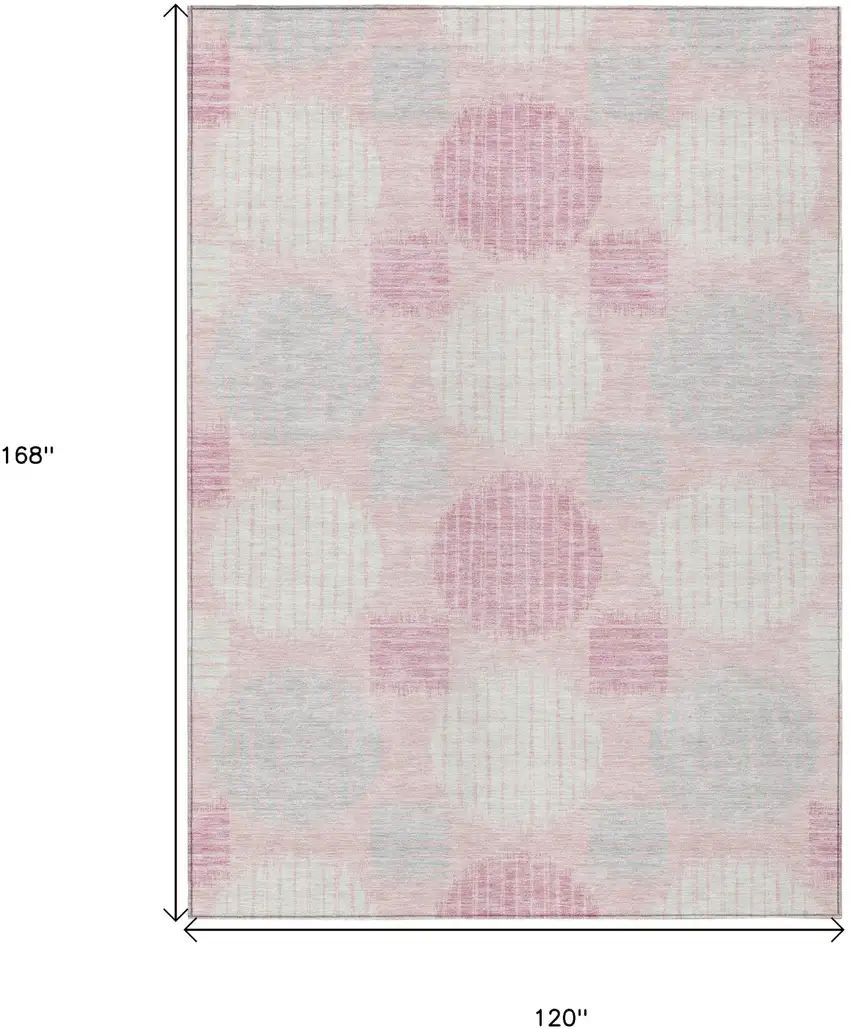 Pink Gray And Ivory Geometric Washable Indoor Outdoor Area Rug Photo 3