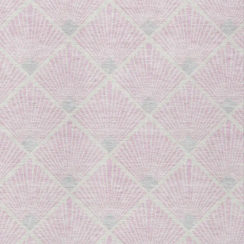 Pink Gray And Ivory Geometric Washable Indoor Outdoor Area Rug Photo 6