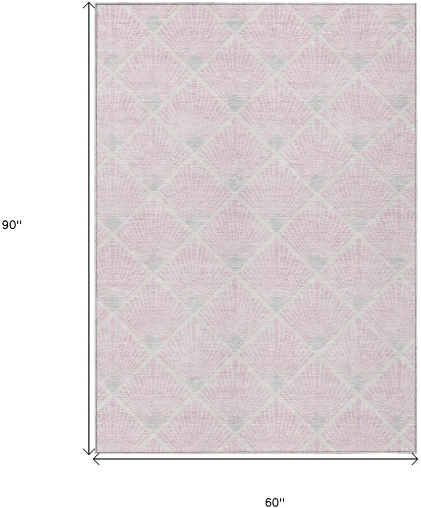 Pink Gray And Ivory Geometric Washable Indoor Outdoor Area Rug Photo 3