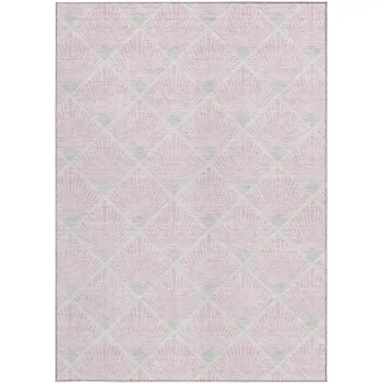 Pink Gray And Ivory Geometric Washable Indoor Outdoor Area Rug Photo 7
