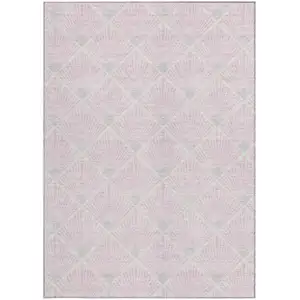 Photo of Pink Gray And Ivory Geometric Washable Indoor Outdoor Area Rug