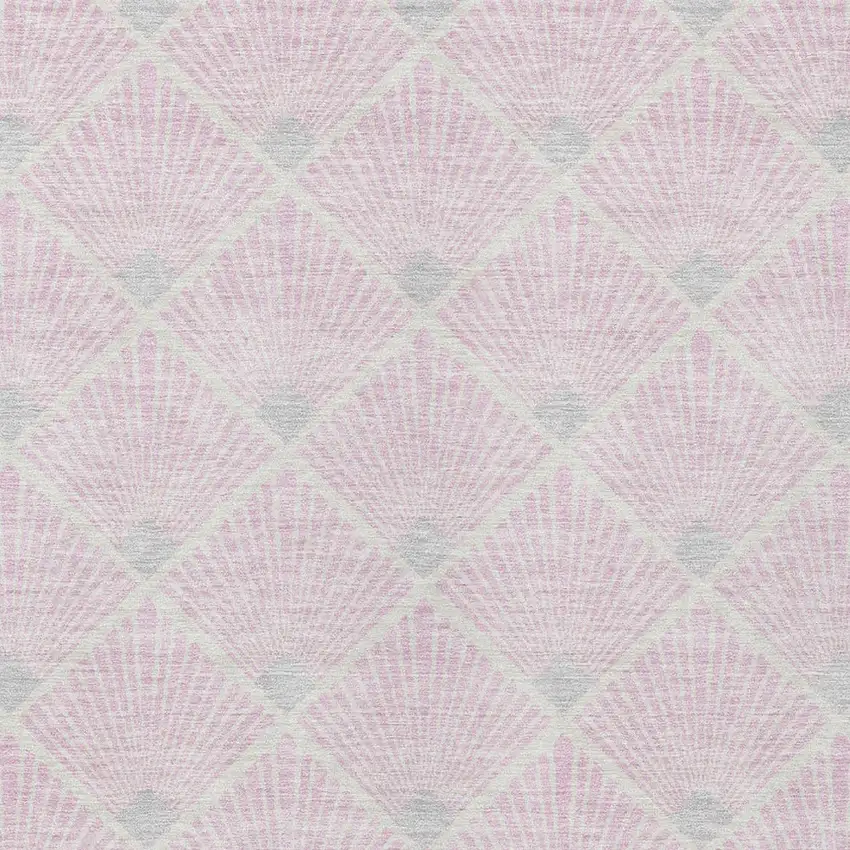 Pink Gray And Ivory Geometric Washable Indoor Outdoor Area Rug Photo 6